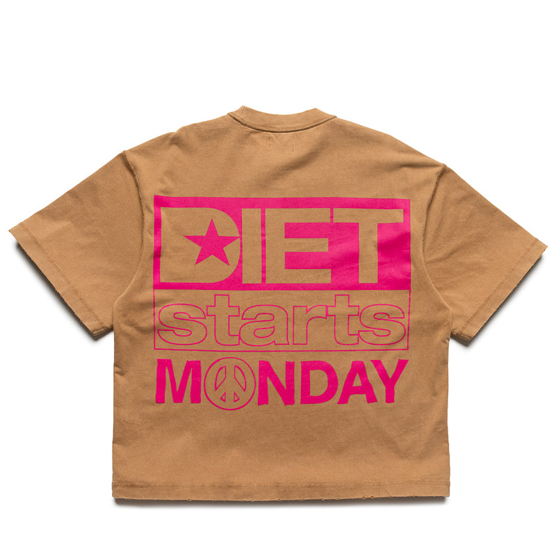 Diet Starts Monday Gogo Tee - Washed Tan/Pink
