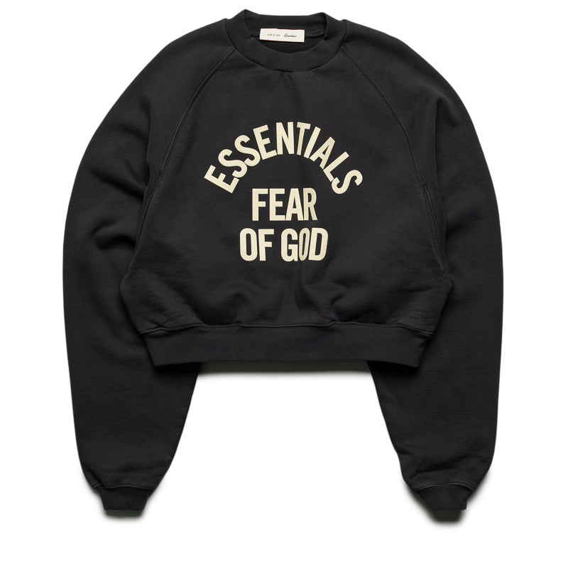 Women's Fear Of God Essentials Campus 90's Cropped Raglan Crewneck - Faded Black
