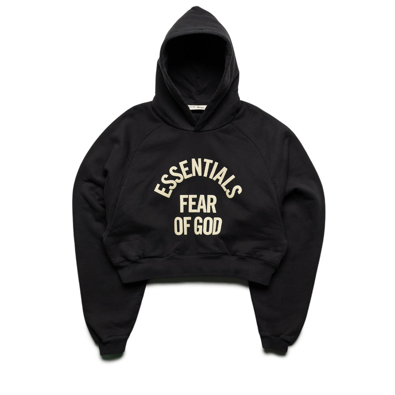 Women's Fear Of God Essentials Campus 90's Cropped Raglan Hoodie - Faded Black