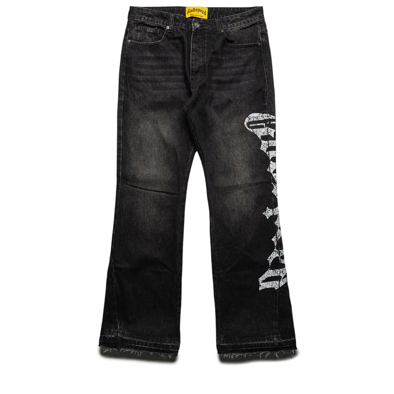 Godspeed New York OG Logo Flared Denim - Grey Wash