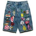 KidSuper Patches Denim Long Short - Dark Blue