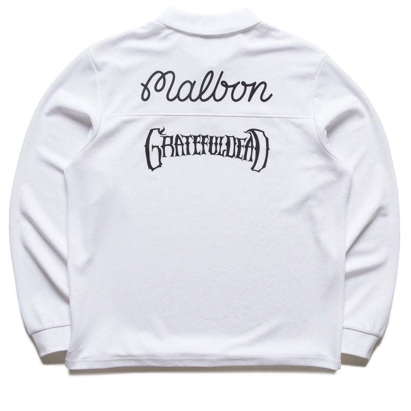 Malbon Golf x Grateful Dead Stealie L/S Polo - White