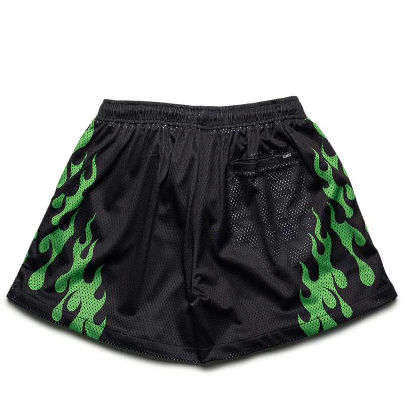 Market Toxic Flames Mesh Shorts - Black/Green