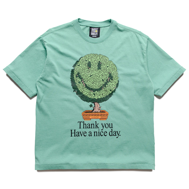 Market Smiley Bonsai Tree Tee - Malachite Green