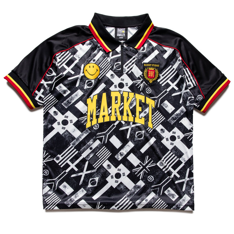 Market Smiley International Flags Soccer Jersey - Black/White