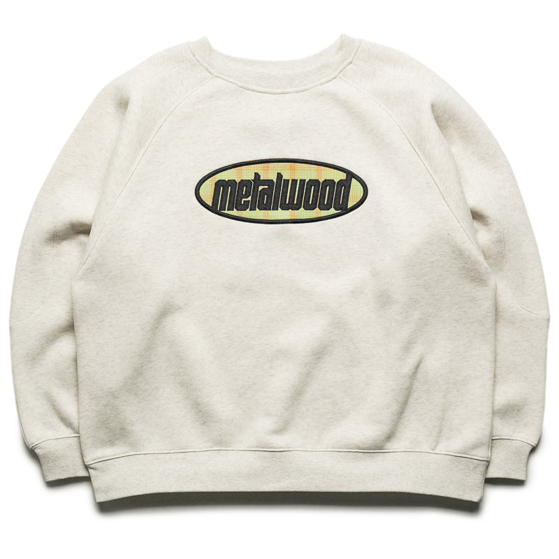Metalwood Studio Plaid Oval Logo Raglan Crewneck - Heather Grey