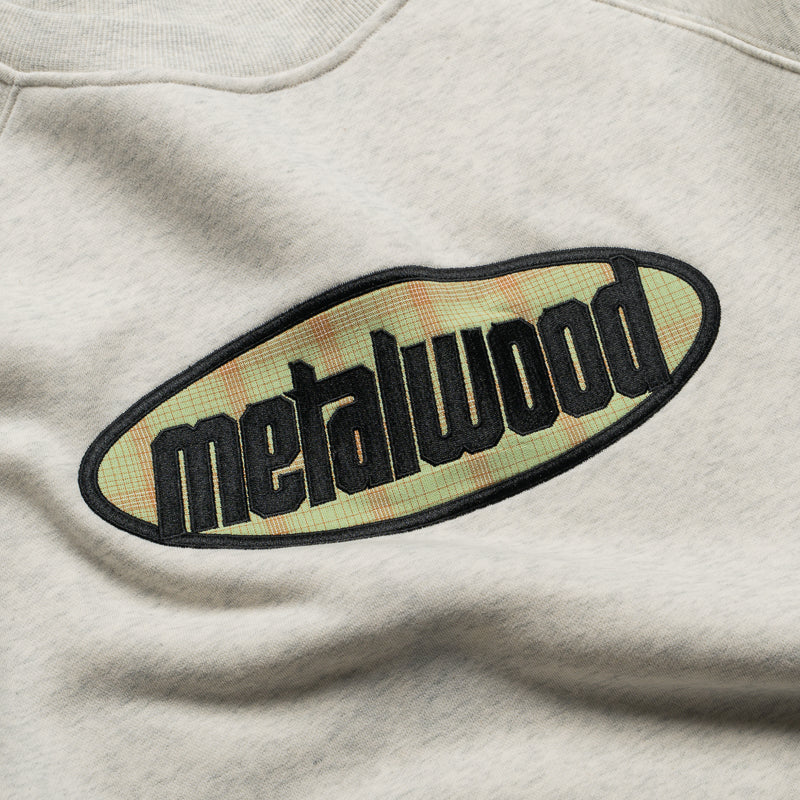 Metalwood Studio Plaid Oval Logo Raglan Crewneck - Heather Grey