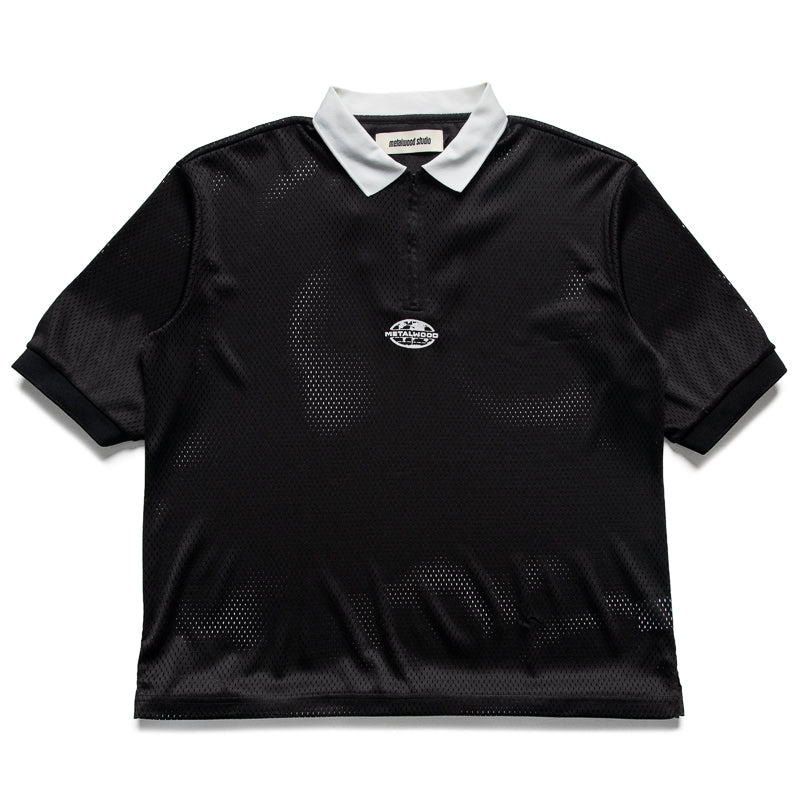 Metalwood Studio Quarter Zip Jersey Polo - Black