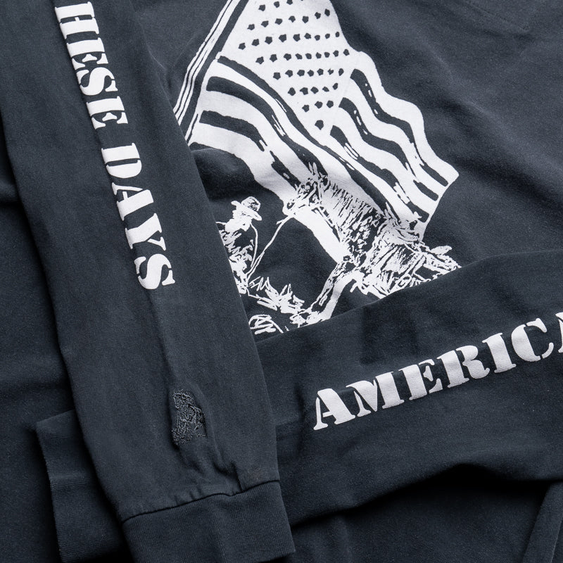 One Of These Days American Flag L/S Tee - Washed Black