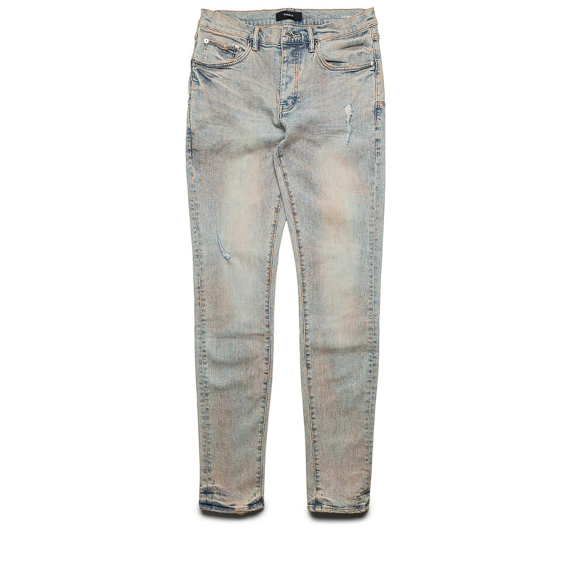 Purple Brand Low Rise Skinny Leg Pink Mud Distressed Jean - Light Indigo