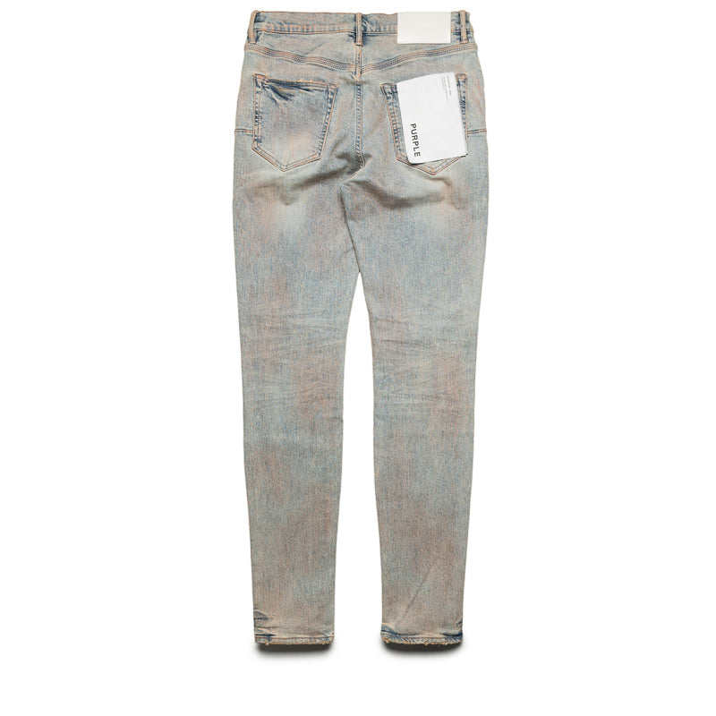 Purple Brand Low Rise Skinny Leg Pink Mud Distressed Jean - Light Indigo