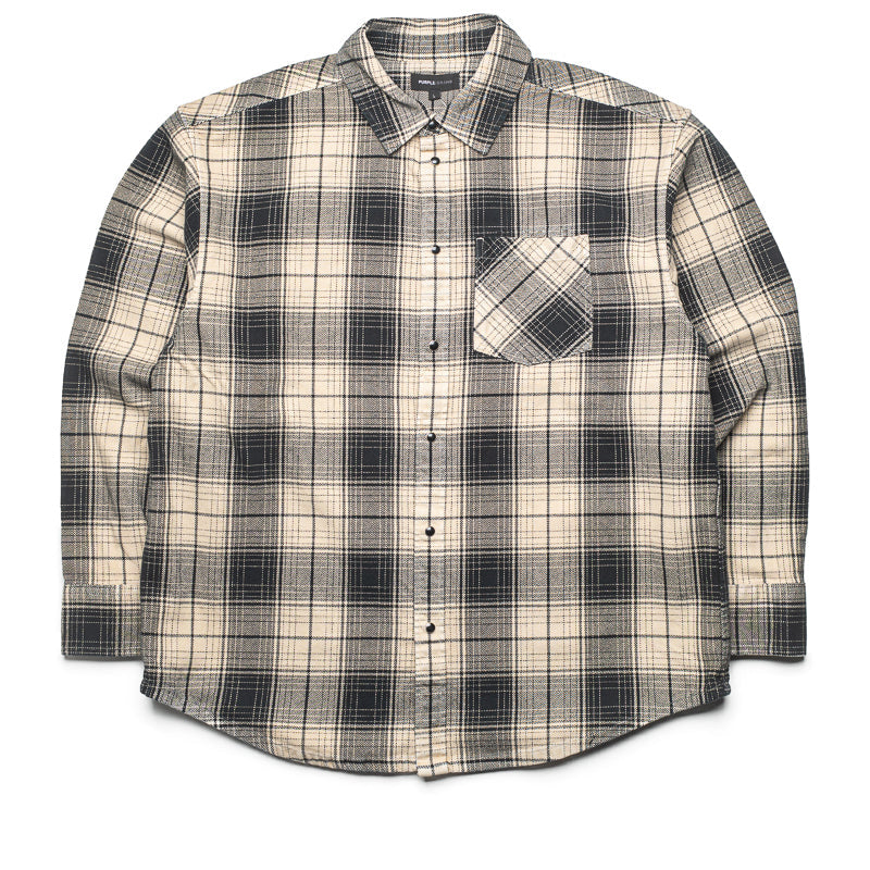 Purple Brand Wordmark Plaid Western Shirt - Brown