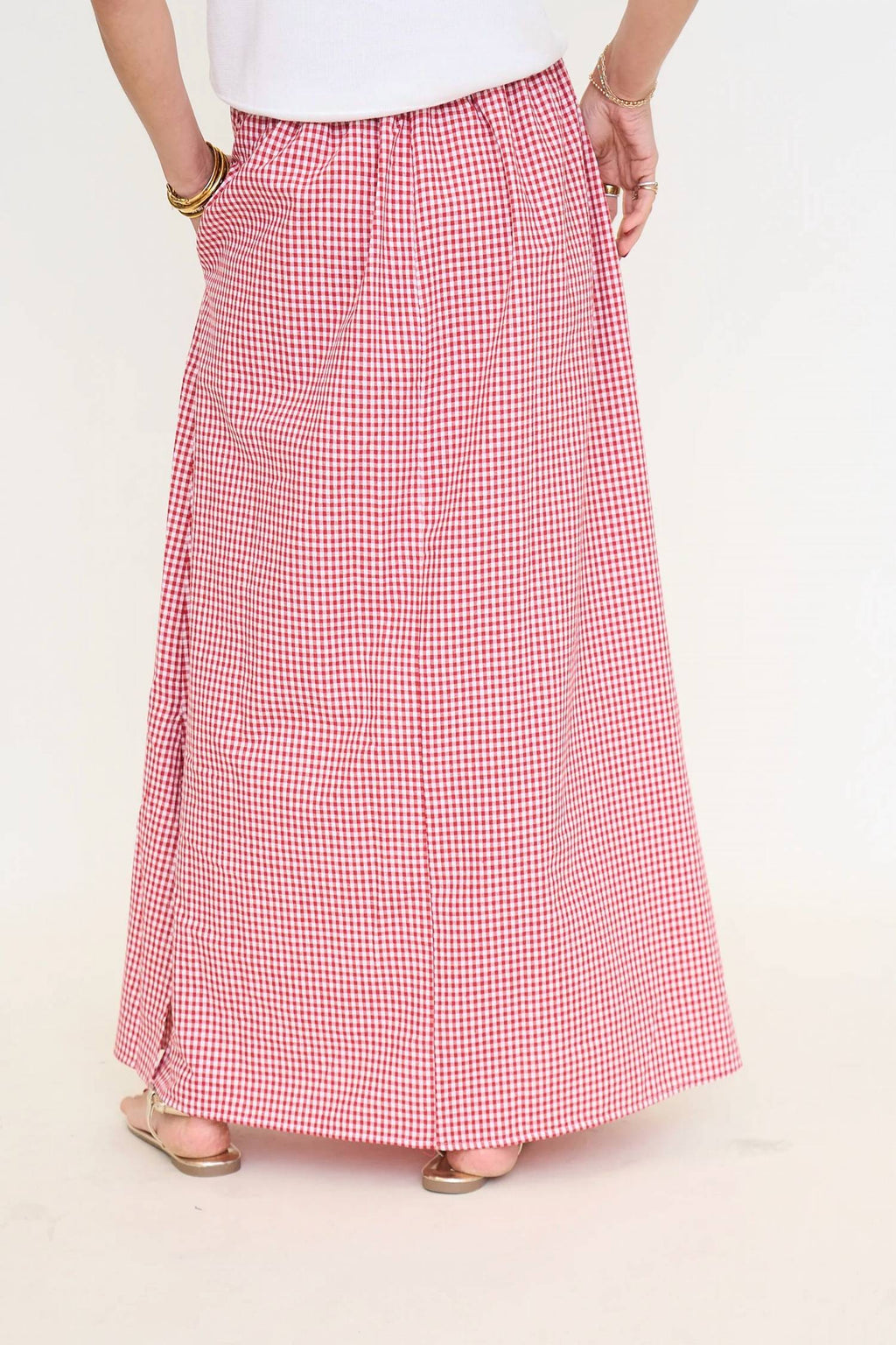 Kasey Gingham Maxi Skirt In Red
