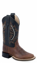 Kid's Western Leather Boot In Black Canyon / Brown