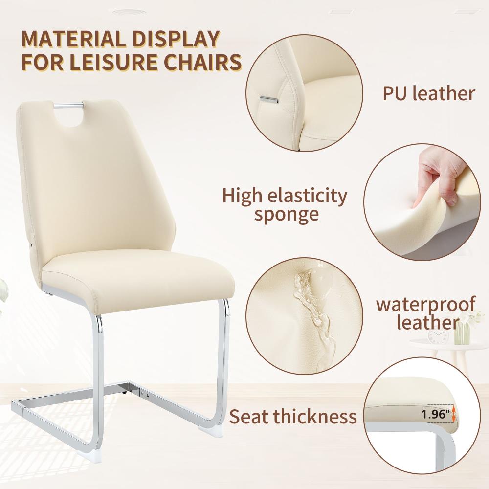 Set of 2 Modern Faux Leather Dining Chairs with High Backrests