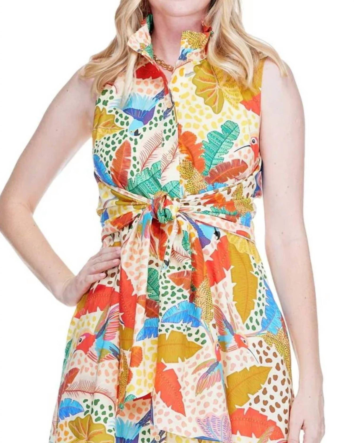 Wrap Midi Dress In Jungle Flight