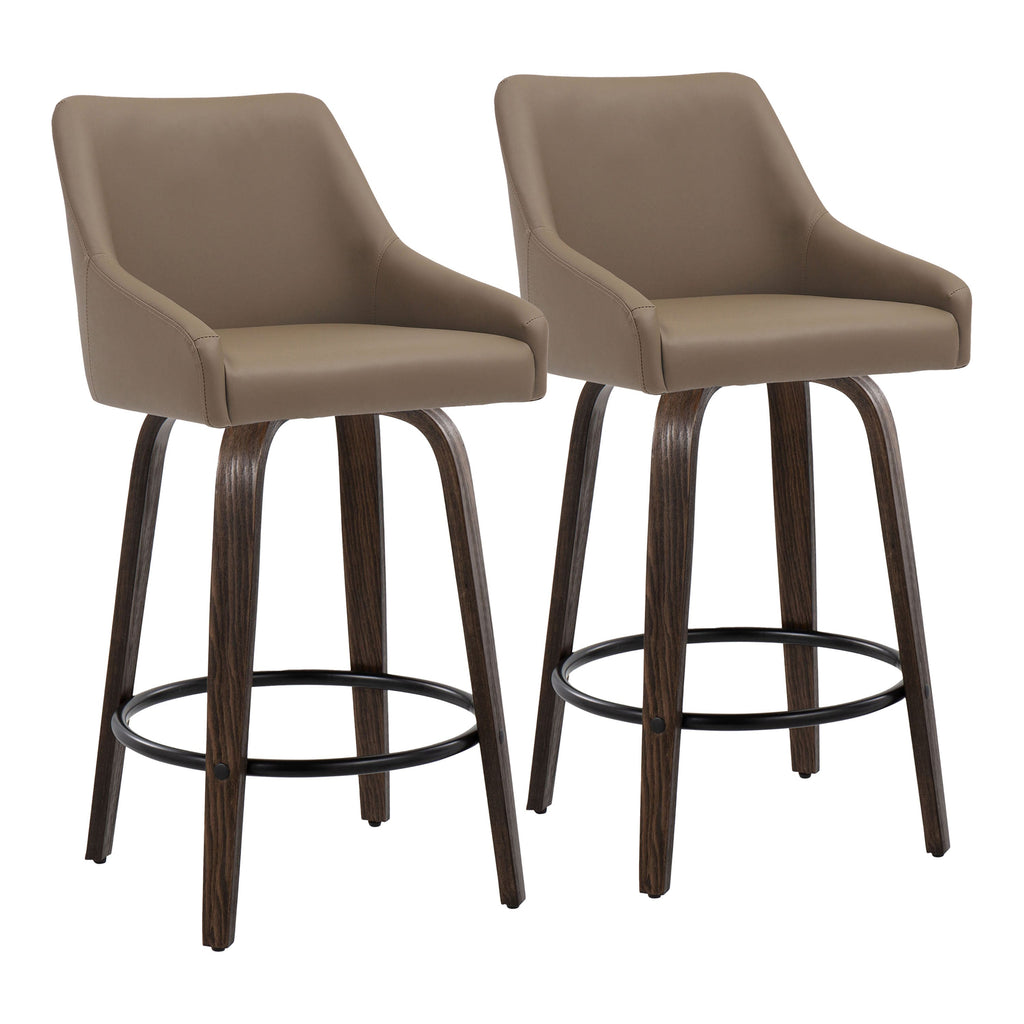 Set of 2 Swivel Counter Stools with Footrests