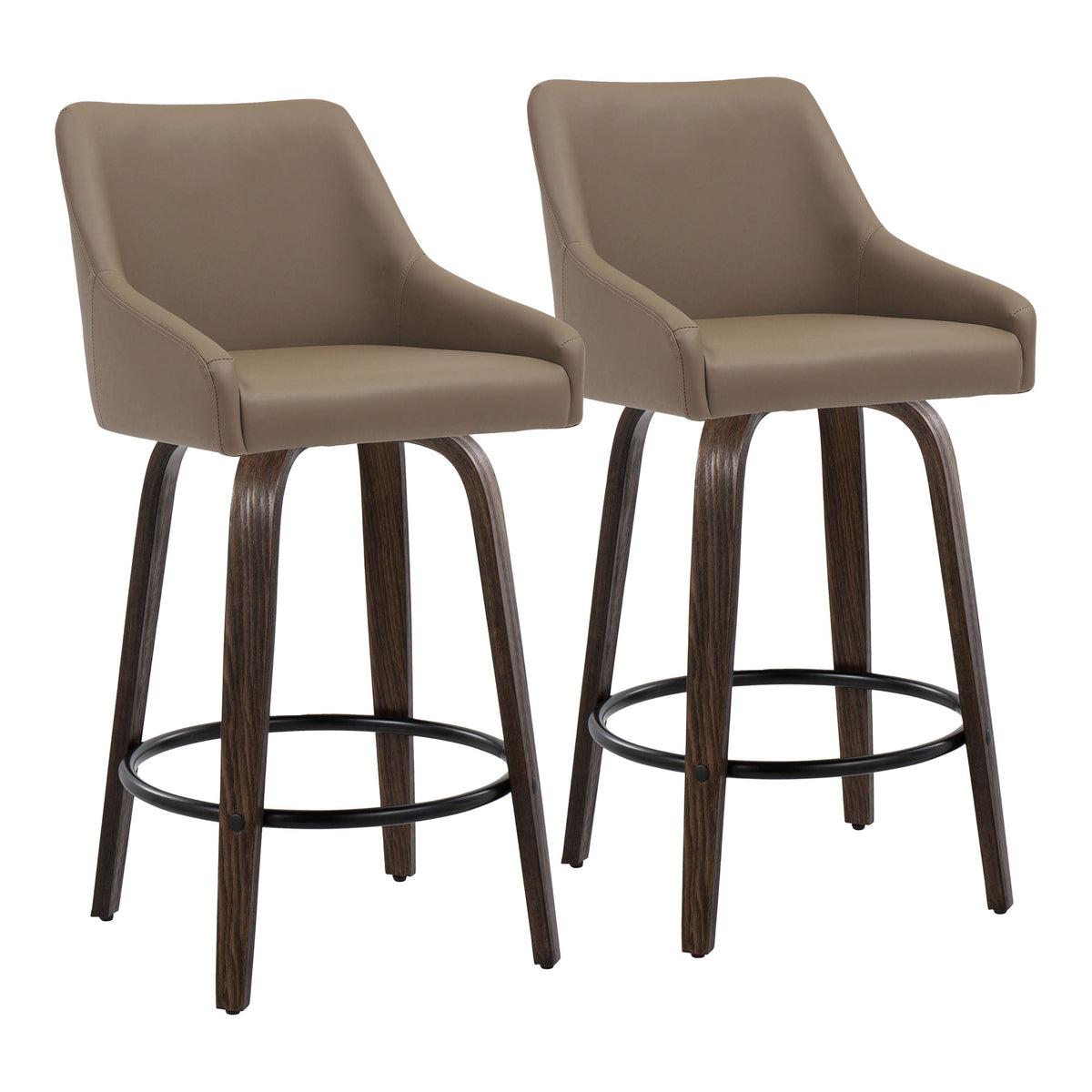 Set of 2 Swivel Counter Stools with Footrests