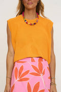 Laura Sleeveless Sweater In Orange
