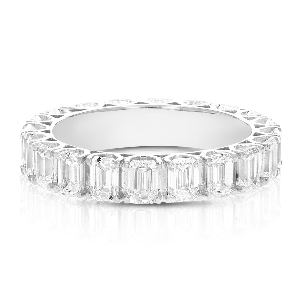 3 cttw Emerald Lab Grown Diamond Eternity Ring Wedding Band in 14K White Gold For Women