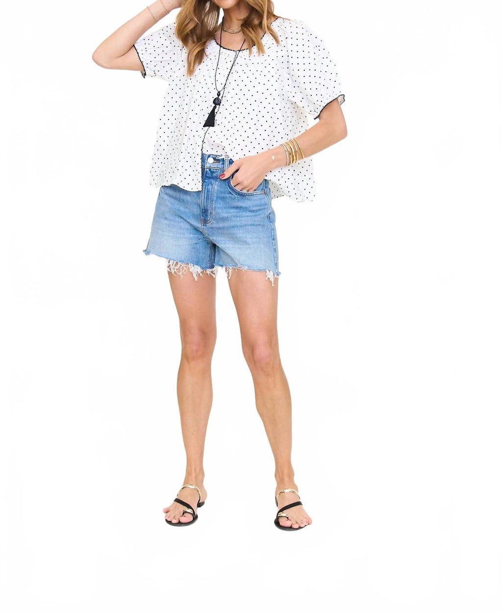 Zoe Polka Dot Blouse In Off-White