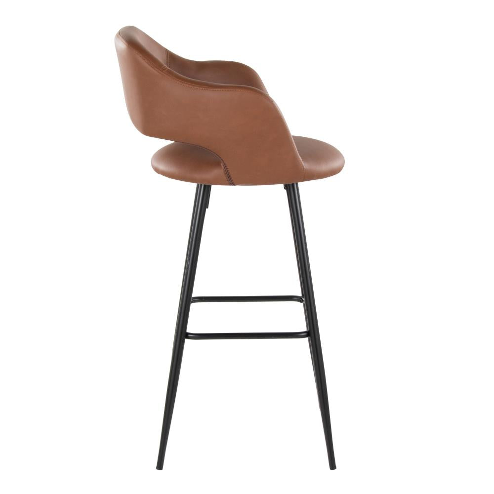 Contemporary Faux Leather Barstools with Armrests