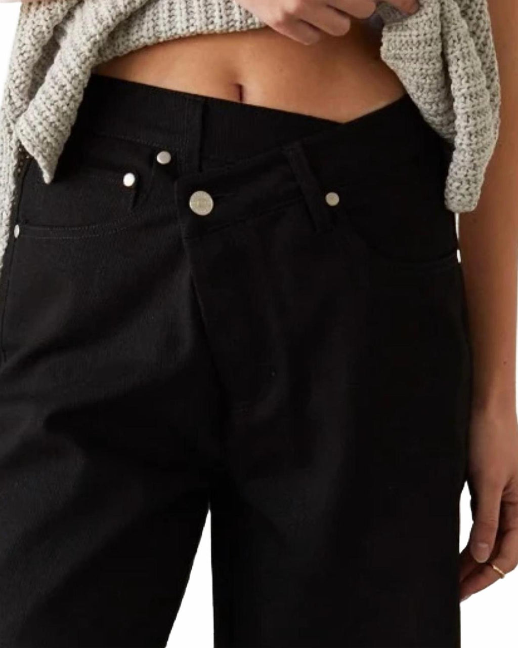 Leeor Asymmetrical Button Front Shorts In Black