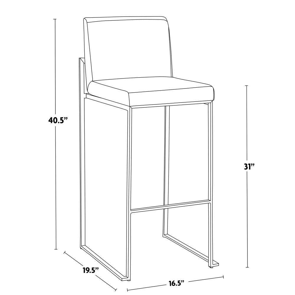 High-Back Faux Leather Bar Stool Set of 3