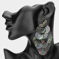 Oversized Layered Disc Drop Statement Earrings