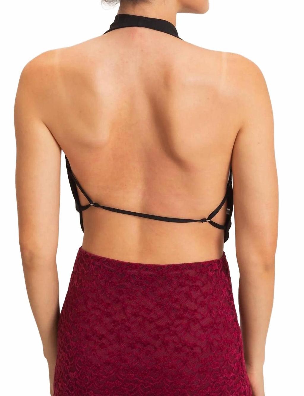 The After Hours Draped Halter Neck Open Back Top In Black