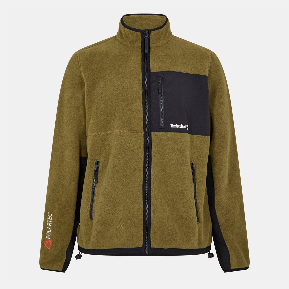 Timberland Polartec Mix Media Timberland Logo Zipped Pocket Ribbed Cuff Jacket