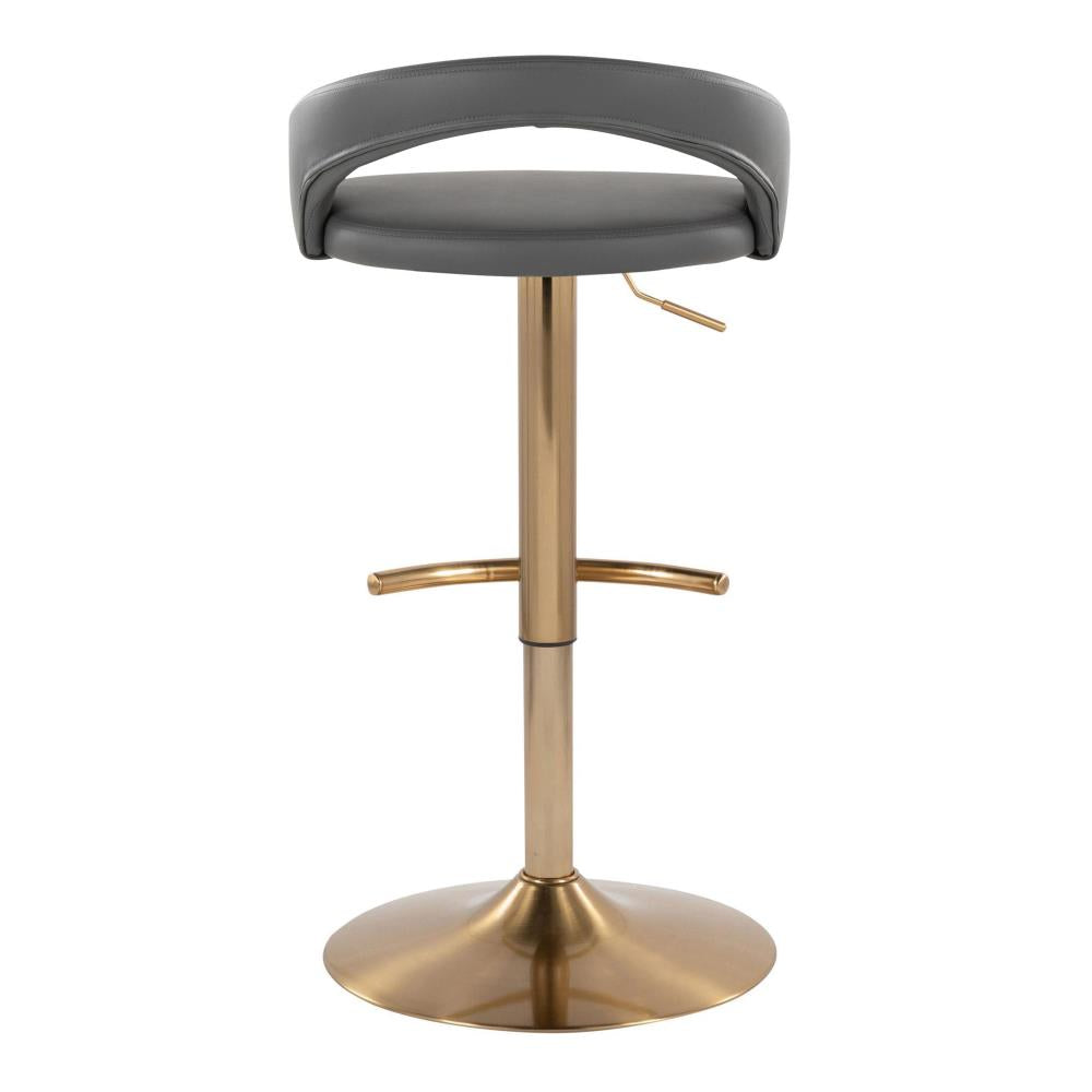 Set of 2 Upholstered Adjustable Barstools with Metal Bases and Rounded Footrests