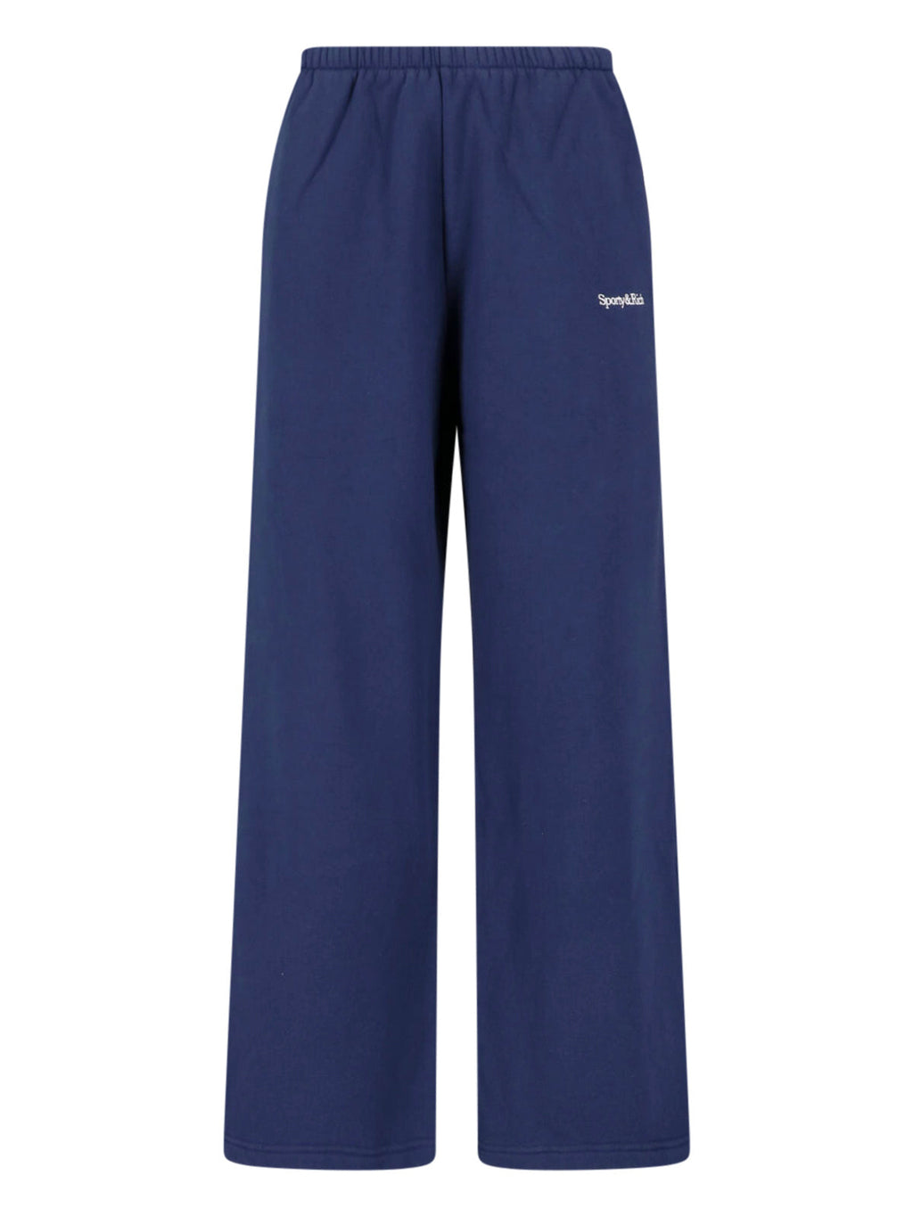 Blue Cotton-Blend Wide-Leg Sweatpants