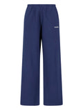 Blue Cotton-Blend Wide-Leg Sweatpants