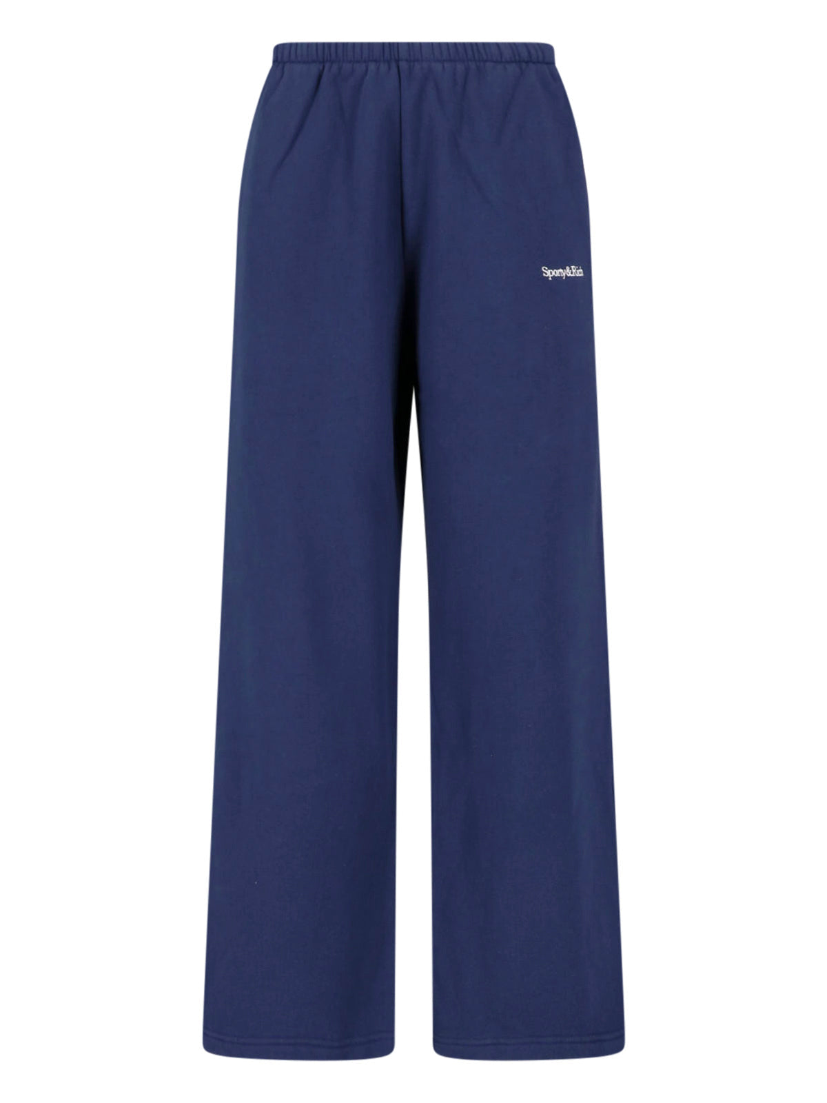 Blue Cotton-Blend Wide-Leg Sweatpants