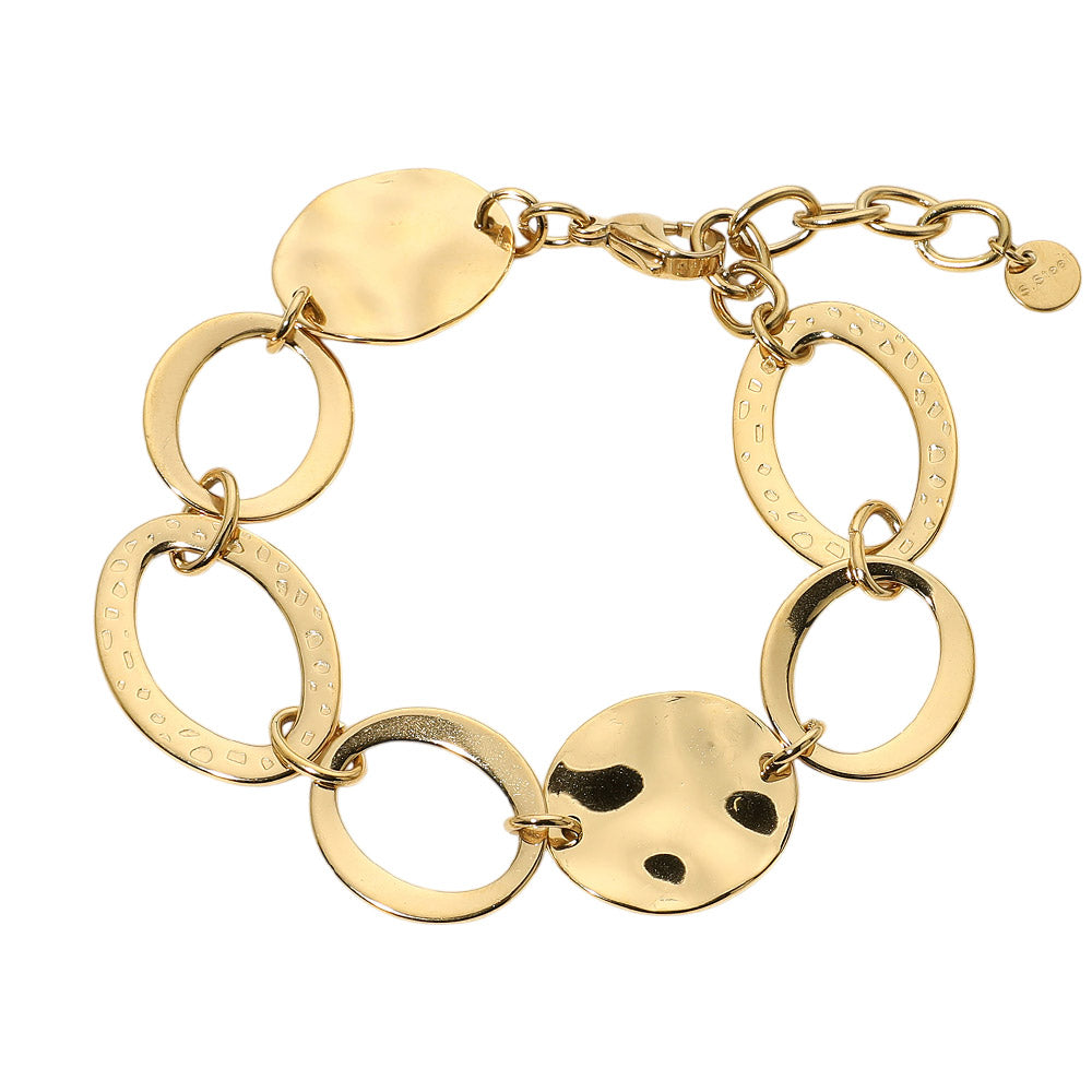 Stainless Steel Hammered Oval Ring Link Bracelet