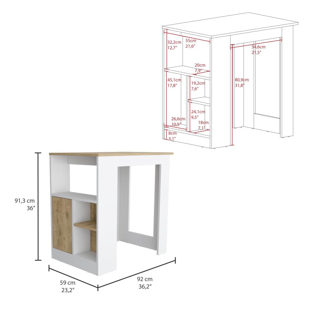 Kitchen Island with Cabinet and Open Shelving