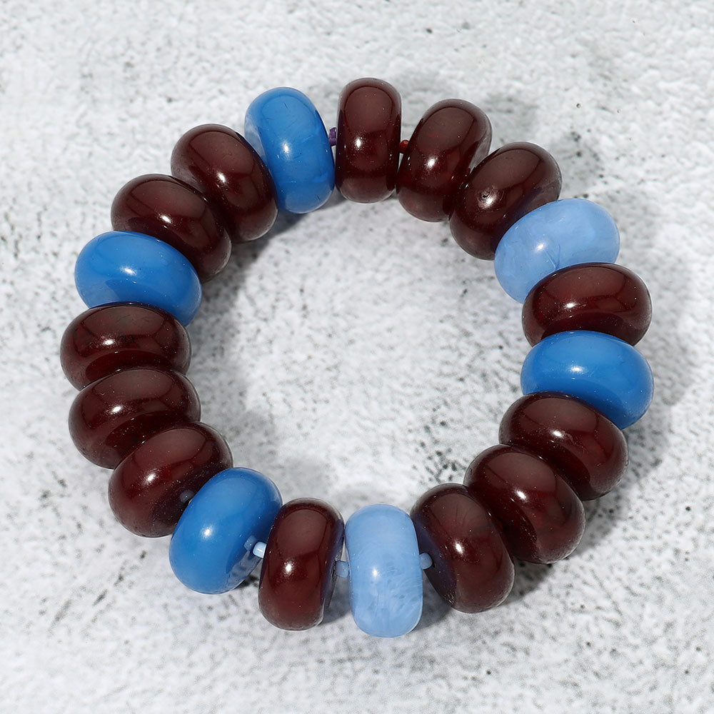 Chunky Marbled Rounded Pebble Beaded Stretch Bracelet