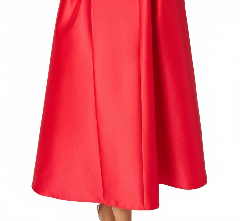 Satin A Line Mikado Cocktail Dress In Persimmon