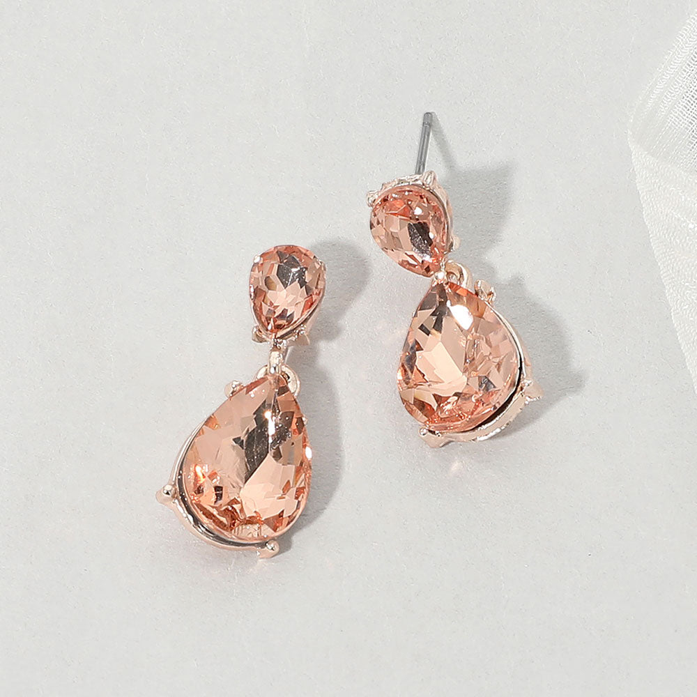 Teardrop Stone Cluster Drop Evening Earrings