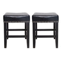 Set of 2 Backless Leather Counter Stools