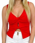Twist Tie Top In Quirk Red