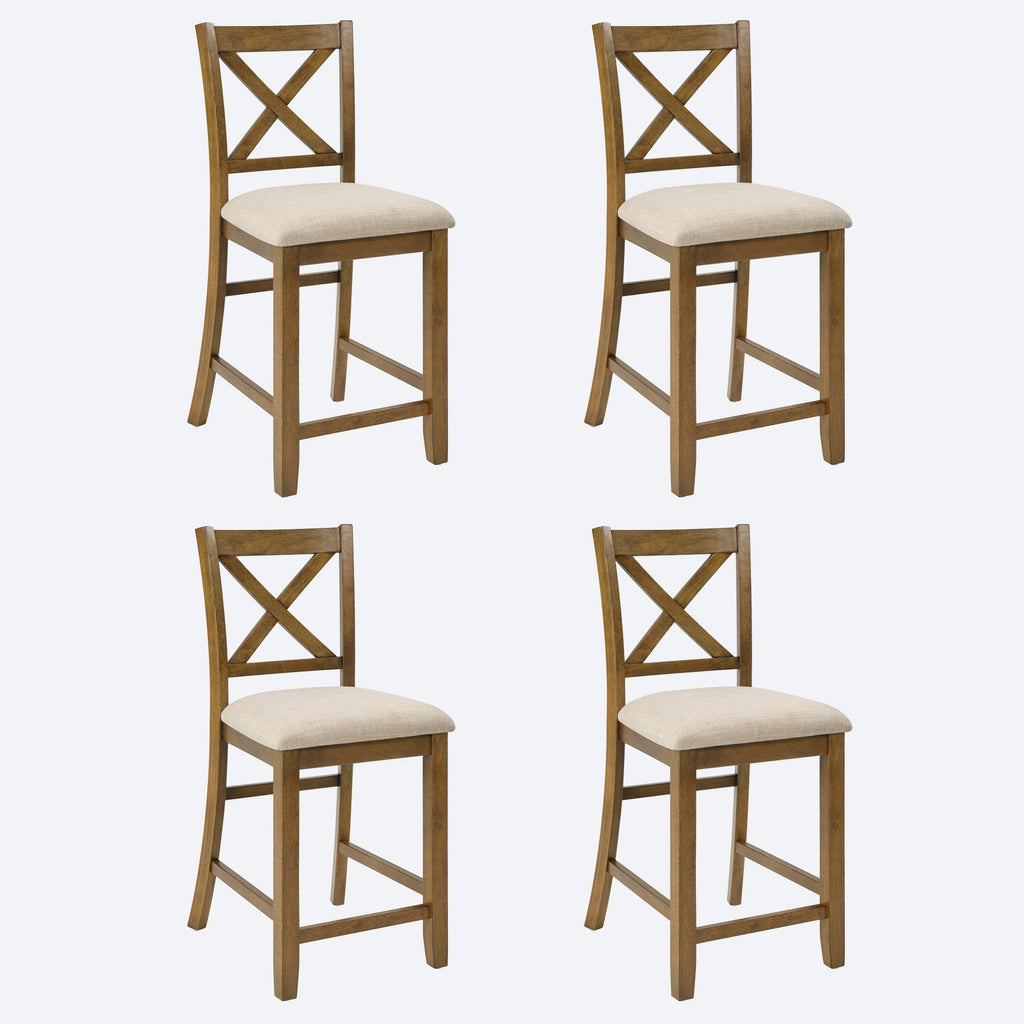 Wooden Frame Side Chairs with Cushioned Seats