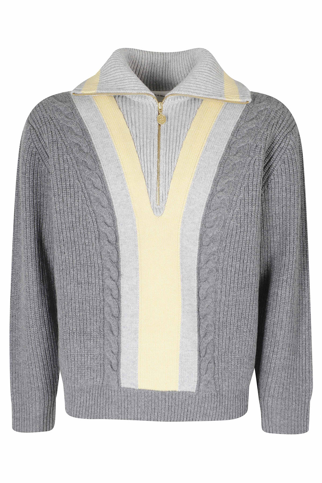 Gray Trucker Half-Zip Wool Sweater