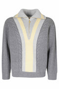 Gray Trucker Half-Zip Wool Sweater
