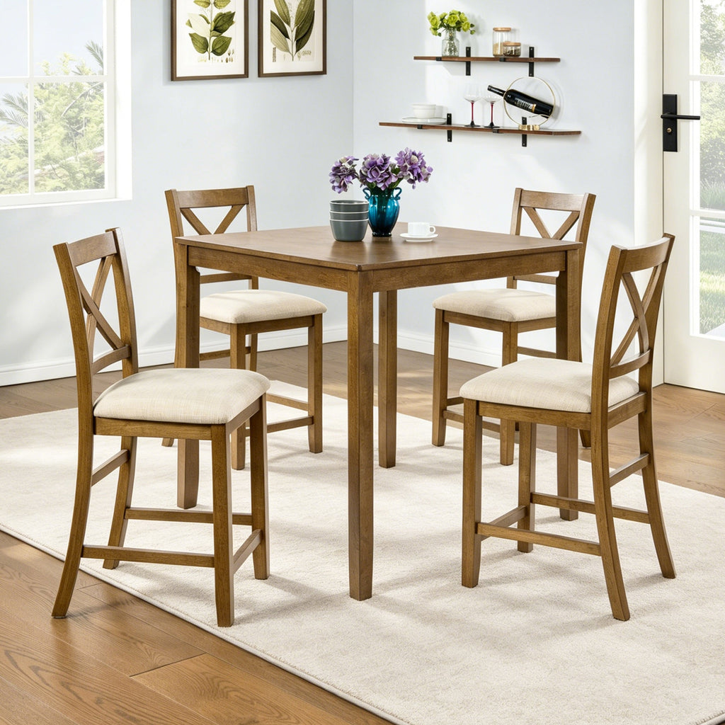 Wooden Frame Side Chairs with Cushioned Seats