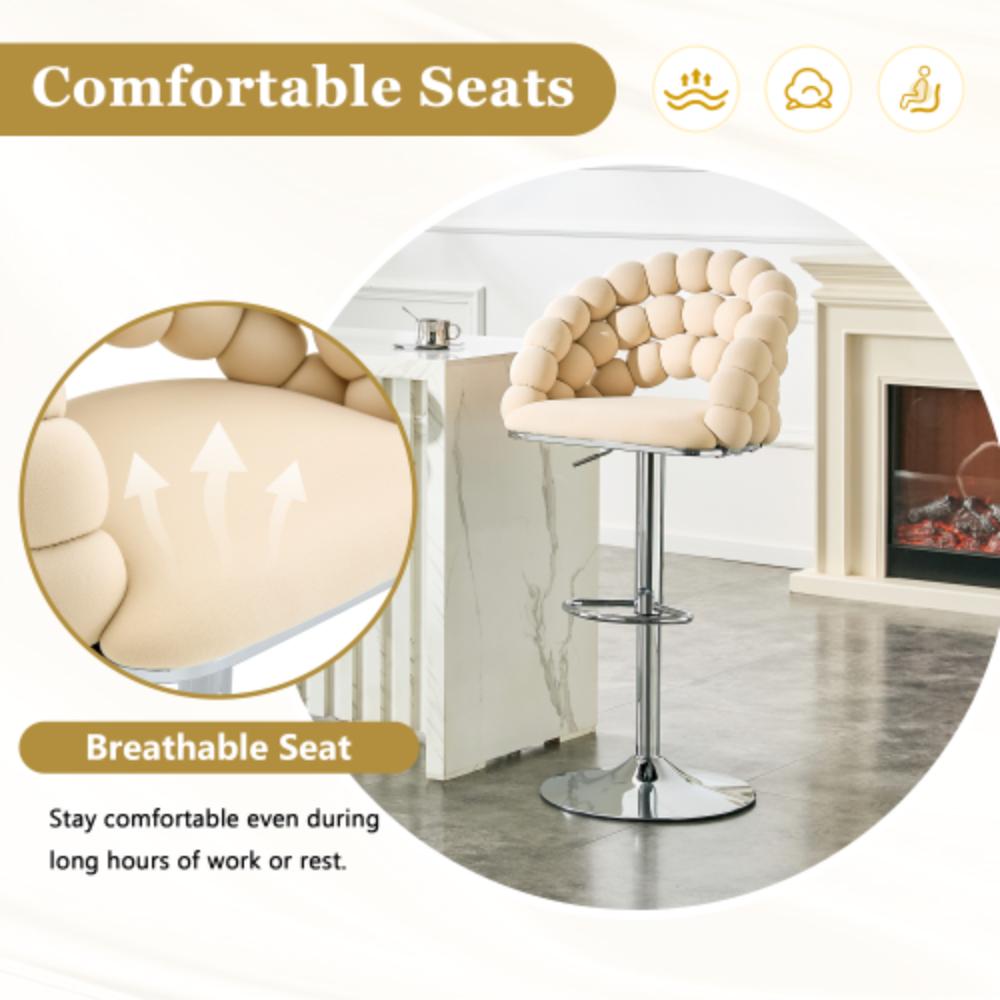 Contemporary Swivel Bar Chairs with Woven Backs