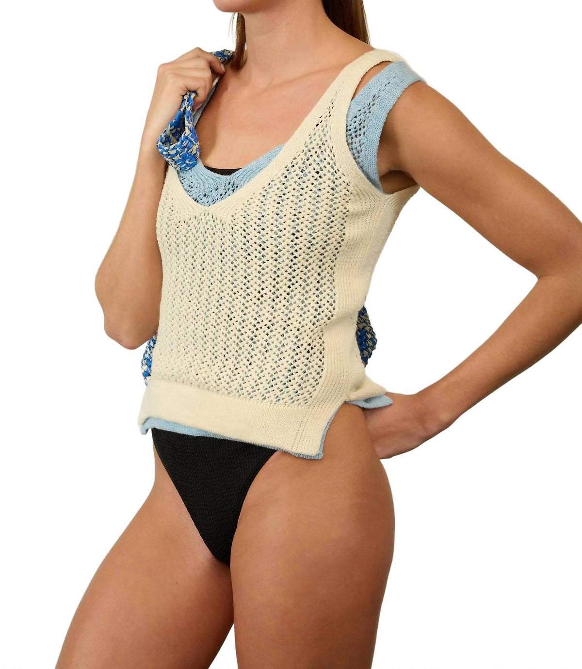 Calvi Open-Knit Top In White
