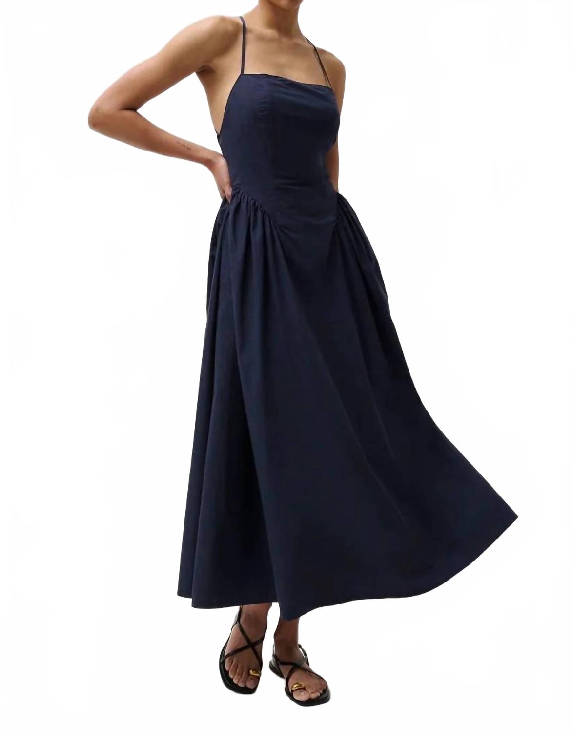 Sadee Open Back Dress In Navy