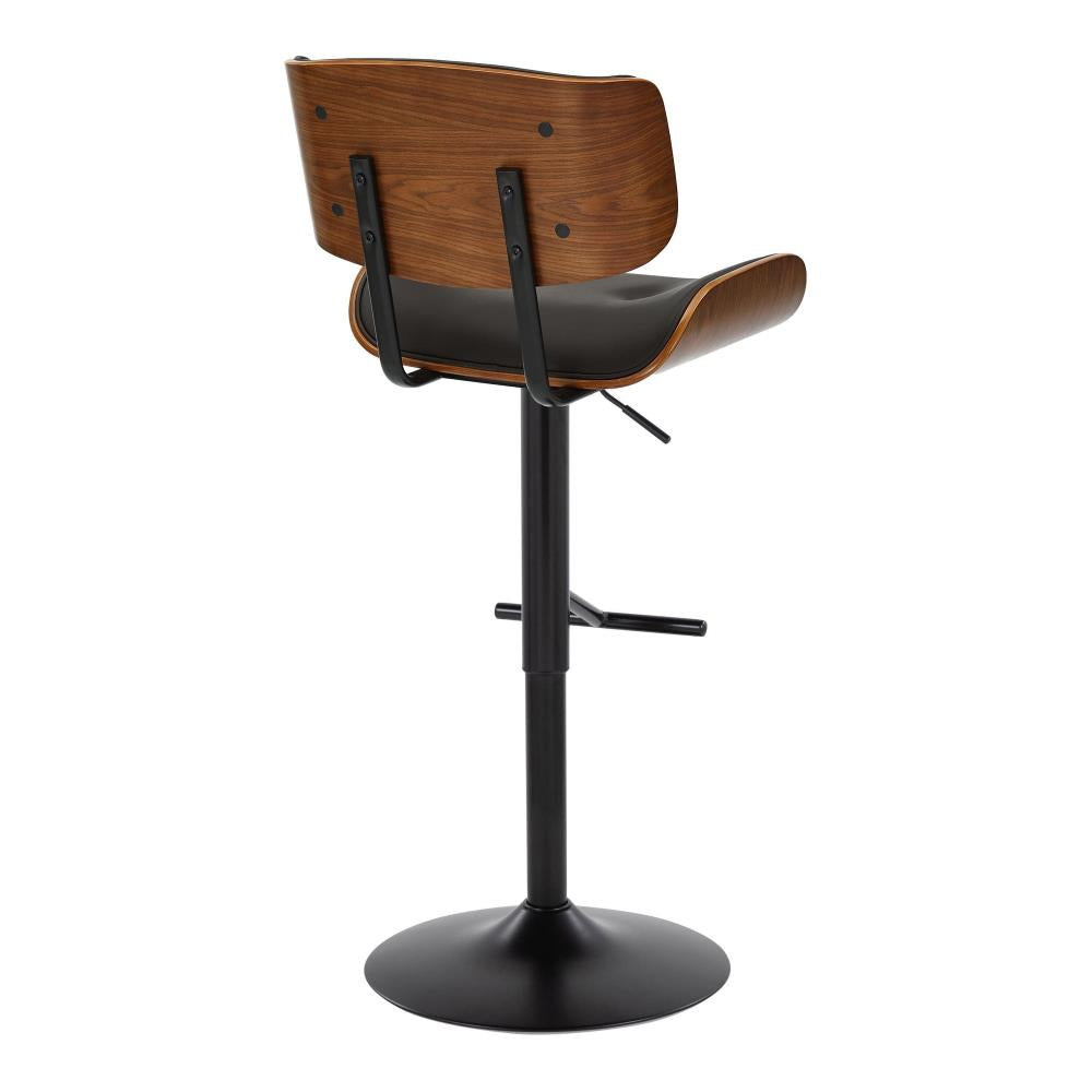 Set of 2 Contemporary Bar Stools with Rotating Seats and Upholstered Backrests